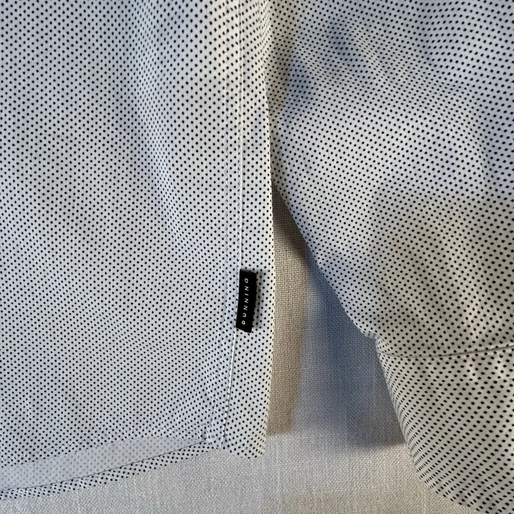 Dunning Dress Shirt Mens Large White Dot Long Sleeve Button-Up‎ Stretch Reg Fit